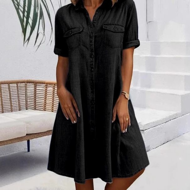 K European And American Style Plus Size Women's Dress, Solid Color Plus Size Dress_mkmklike.com