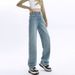 Women's Clothing High-Waisted Fleece Lined Thickened Denim Jeans Warm Wide Leg Slimming Straight Leg Loose Fitting Long Pants For Autumn Winter_mkmklike.com