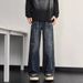 Nordmann American Style Vibe Retro Distressed Design Jeans For Men, Ins Trendy Brand, Loose Straight High Street Wide-Leg Pants_mkmklike.com