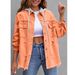 Oversized Denim Jacket With Hood - Distressed Casual Coat For Women (S-4XL, Light Blue, Black, Grey)_mkmklike.com