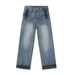 EF JEANS | 2024 New Product, Korean Version Of Retro Washed Blue Niche Design Graffiti White Dot Straight Jeans_mkmklike.com