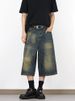 "Korean Style Washed Cropped Wide Leg Jeans For Men & Women - Relaxed Straight Cut Denim Mid-Length Shorts With Slimming Effect"_mkmklike.com