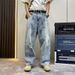 Men's Vintage Distressed Paint-Splatter Jeans – Loose Straight Leg & Streetwear Style | Washed Denim | Oversized Fit | Urban Graffiti Aesthetic_mkmklike.com
