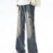 Men's Clothing High Street Zipper Jeans Men And Women Retro Loose Straight Wide Leg Mopping Pants_mkmklike.com