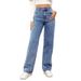 High-Waisted plus Size Women's Jeans Spot Style Long Straight Leg Fashionable And Versatile Denim Pants_mkmklike.com