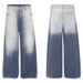 Acid-Washed Gradient Blue Jeans For Men – Vintage Warp & Weft Grid Denim, Loose Drape Straight Leg Wide Fit Pants (Blue, S-2XL)_mkmklike.com