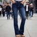 Women's Slim Fit Flared Jeans Casual Flattering Long Pants Versatile European American Style Denim_mkmklike.com