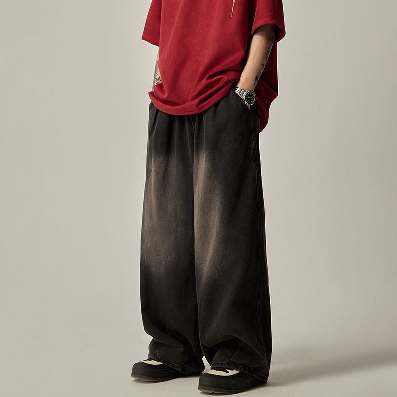 Nordmann American High Street Jeans Men's Hot Style New Loose Wide Leg Trendy Brand Handsome Versatile Straight Casual Pants_mkmklike.com