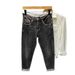 Men's Slim Fit Elastic Jeans Casual Pants Mid Waist Long Trousers Korean Style Basic Model Cotton Fabric Printed Design_mkmklike.com