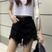 Women's plus Size Frayed Denim Shorts Loose Fit Thin Design Summer Style Wide Leg Slimming Straight A-Line Hot Pants_mkmklike.com