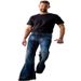 Trendy Man Denim Flared Pants Punk Style Retro Denim Tied Flower Elastic Denim Man_mkmklike.com