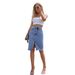 Women's Clothing Simple Denim Skirt Fashionable Hip Wrapped Slit Skirt_mkmklike.com