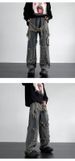 New Environmentally Friendly Fabric Jeans Men's American Retro Big Pocket Rough Edge Old Washed High Street Tooling Wide Leg Trousers_mkmklike.com