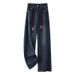 Slimming Winter Fleece-Lined Straight Leg Jeans – High Waist Stretch Denim Pants With Wide Leg Comfort For Women_mkmklike.com