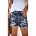 K High Waisted Tassel Ripped Denim Shorts, Women's Hot Pants_mkmklike.com