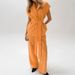 Women's Clothing Versatile vitality orange cotton and linen commuting street style sleeveless lace-up vest wide-leg pants suit_mkmklike.com