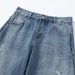 Loose Wide-Leg Ripped Washed Denim Scimitar Unique Design Gradient Vintage Deconstructed Patchwork Long Pants For Men_mkmklike.com