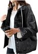 Women's Clothing Casual Denim Hooded Jacket – Loose Fit, Lightweight & Stylish For Spring & Fall (Black, Blue)_mkmklike.com