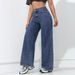 Women's Relaxed Fit High-Waisted Straight Leg Jeans – Vintage Washed Denim, Non-Stretch Cotton Blend (Black/Light Blue/Dark Blue)_mkmklike.com