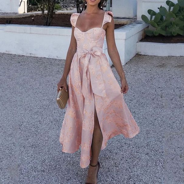 Women's Clothing fashion floral print French retro waist suspender skirt_mkmklike.com