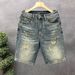 American Retro Denim Shorts Men's Trendy Brand Ruffian Handsome Five-point Pants 2025 Summer New Men's Loose Straight Pants_mkmklike.com