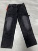 Distressed Washed Denim Jeans For Men - Vintage Industrial Rivet Design, Relaxed Straight Fit, Heavyweight Cotton Workwear Pants_mkmklike.com