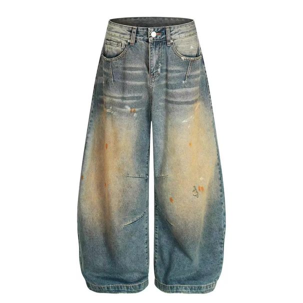 Men's Straight Leg Loose Wide Leg Jeans Splatter Paint High Street Trousers Trendy Spring_mkmklike.com
