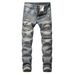 Men's Clothing Men's Ripped Hole Straight Slim Non Stretch Jeans Multi Tattered Men's North Trousers_mkmklike.com