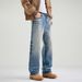 Men's Clothing Men's Versatile Whiskered Casual Jeans Stone Wash Straight Leg Blue Vibe Clothing For Autumn For Formal & Casual_mkmklike.com