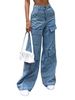 New Y2K Jeans Women's High Waist Baggy Jeans Washed Flap Big Pocket Straight Wide Leg Denim Pants Streetwear Vintage Cargo Jeans_mkmklike.com