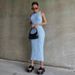 Women's Fashion Casual Knitted Sleeveless Round Neck Dress_mkmklike.com