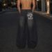 Men's Heavy Duty Embroidered Denim Wide Leg Pants - American Retro Street Style Straight Leg Casual Trousers For All Seasons_mkmklike.com