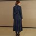 K Women's Fashion Denim Long Sleeved Breasted Waist Cinched Dress. No Belt Or Other Accessories._mkmklike.com