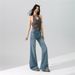 Women's Rhinestone Embellished Flared 2026 Collection Loose Fit Bell-Bottom Pants New Spring Apparel Four-Way Stretch_mkmklike.com