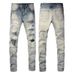 Men's Distressed Skinny Jeans - High Street Ripped Knee Denim Pants For Teen & Young Adult - Slim Fit Stretch Cotton Comfort_mkmklike.com