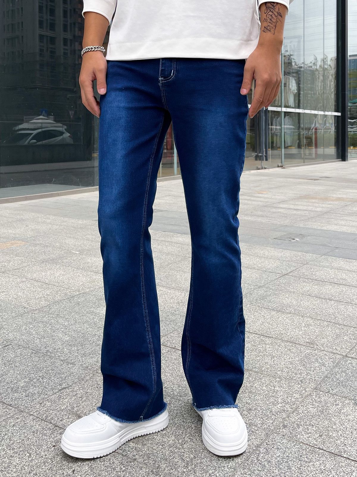 Men's Clothing High Quality Elastic Flared Jeans_mkmklike.com