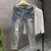 Men's Jeans 2025 New Slim Fit Youth Nine Point Pants Men's Ins Trendy High End Pants_mkmklike.com