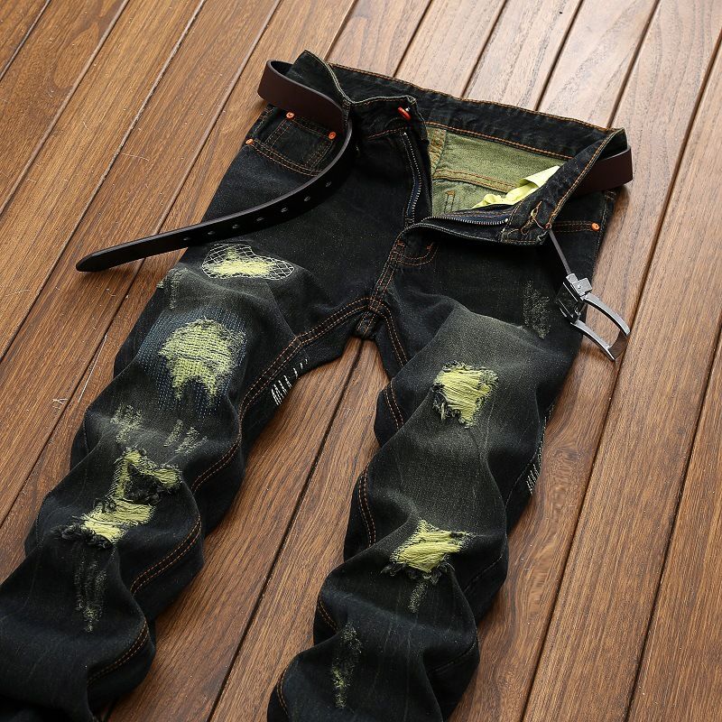 European And American Jeans Men's Ripped Men's Straight Jeans Old Men's Clothing_mkmklike.com