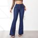 Women's Clothing Spring And Summer New Retro Stitching Jeans Women's Slim Fit Stretch Flared Pants_mkmklike.com