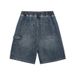 Men's Summer Heavyweight Denim Cargo Shorts Blue with Large Patches in Stock_mkmklike.com