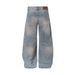 Street Style Washed Distressed Jeans For Men Loose Fit Scimitar Pants Beggar Vintage Punk Wide-Leg Trousers_mkmklike.com