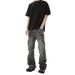 Men's Distressed Flared Jeans - Vintage Washed Black Gray Denim Pants With Ripped Hem & Streetwear Style_mkmklike.com