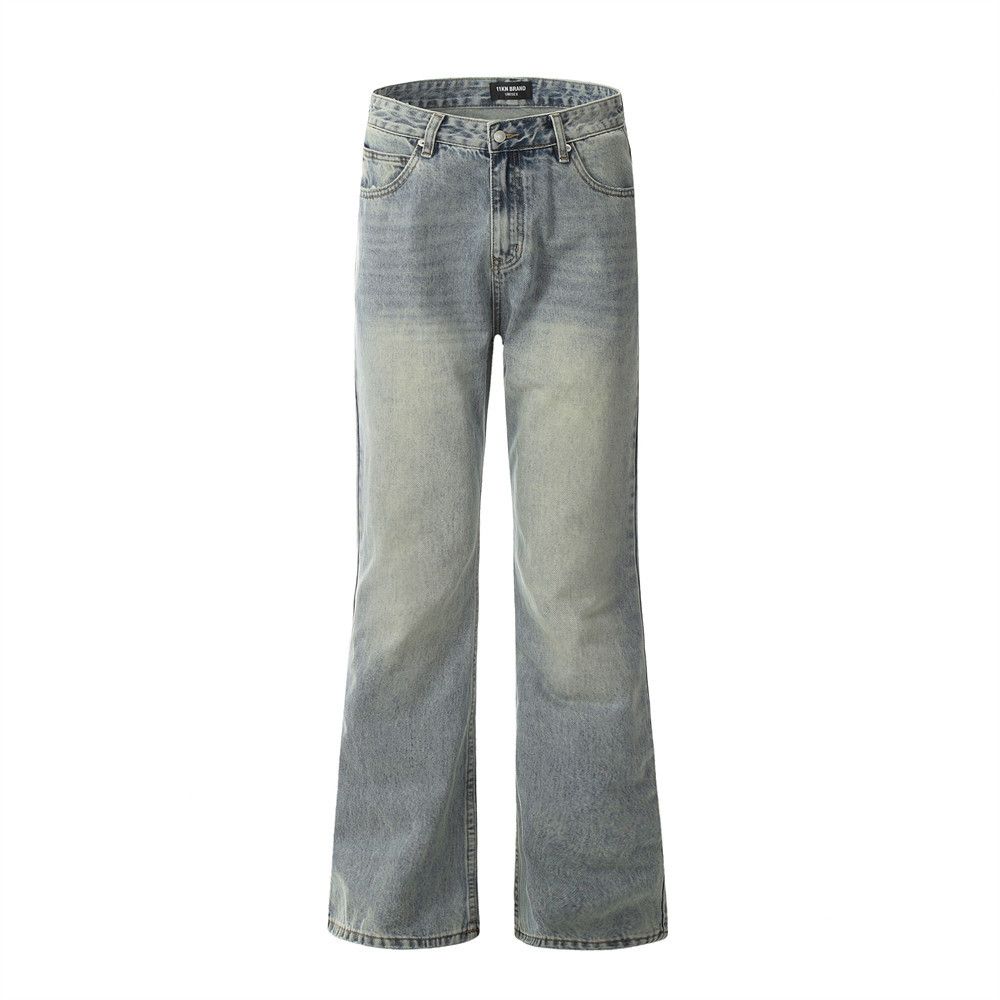 Washed Vintage Denim Straight-Leg Punk Street Style Ins Men's Loose Casual Dad Pants_mkmklike.com