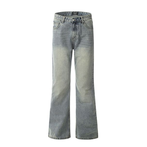 Washed Vintage Denim Straight-Leg Punk Street Style Ins Men's Loose Casual Dad Pants_mkmklike.com