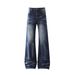 American Washed Cat Whisker Micro Flared Jeans Men's Summer New Casual Niche Couple Floor Pants_mkmklike.com