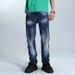 Men's Premium Streetwear Denim Jeans - Dark Blue With Vintage White Wash, Relaxed Straight Fit, Cotton Comfort For Casual & Urban Style_mkmklike.com