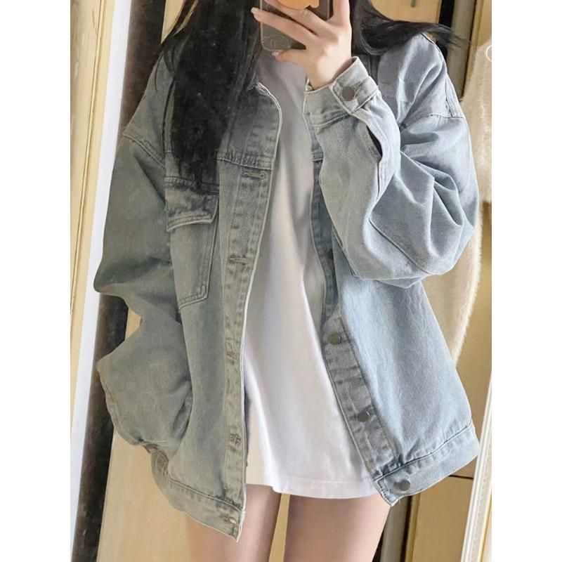 2025 American Spring Autumn New Denim Jacket Women, Niche Loose And Versatile Shirt Top, Suitable For Small People To_mkmklike.com