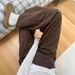 Retro American Brown Curved Jeans plus Size Women Straight Leg Slimming Wide Leg Pants for Pear Shaped Figures Autumn Style_mkmklike.com