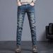 New Spring And Autumn Jeans Men's Elastic Loose Straight Slim Fit Casual Trend Brand Autumn Regular Long Pants_mkmklike.com