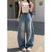 Wholesale American Retro High-waisted Straight Wide-leg Curved Jeans For Women, Spring Collection, Loose-fitting,_mkmklike.com